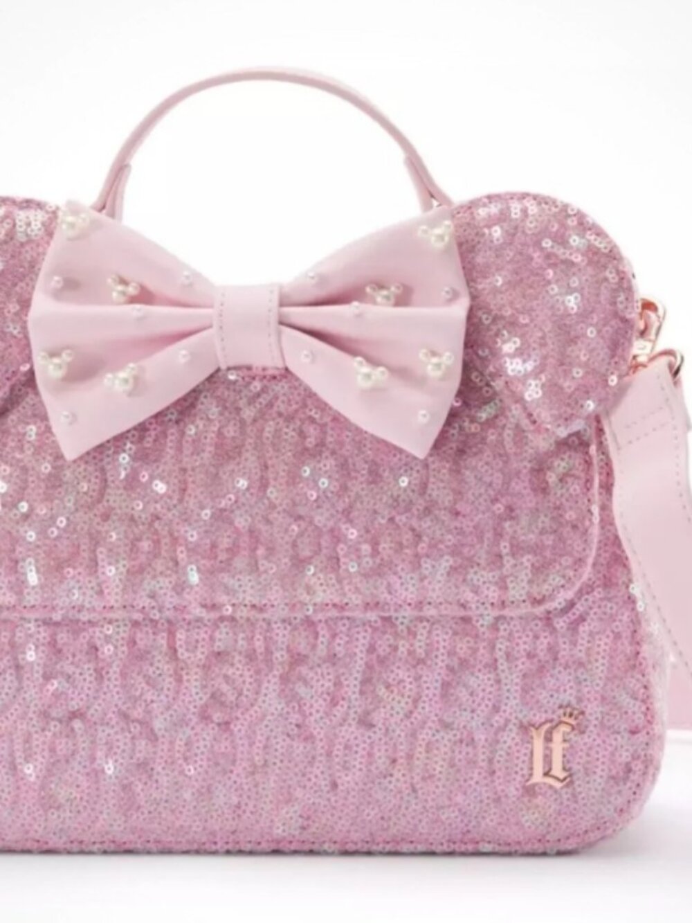 NWT Disney Parks Loungefly Pink Sequin Bow Purse Crossbody Bag